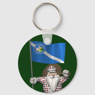 Gambler Santa Claus With Ensign Of Las Vegas Keychain
