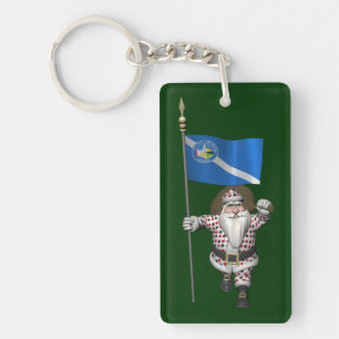 Gambler Santa Claus With Ensign Of Las Vegas Keychain