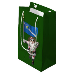 Gambler Santa Claus With Ensign Of Las Vegas Small Gift Bag