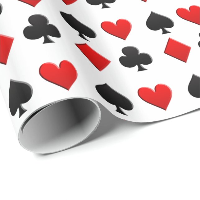 Gambling Card Suits Tiled Pattern Wrapping Paper (Roll Corner)