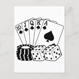 Gambling Casino Cartes Dice Poker Chips Art 