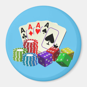 Gambling Casino Dice Poker chips Cards art  Magnet
