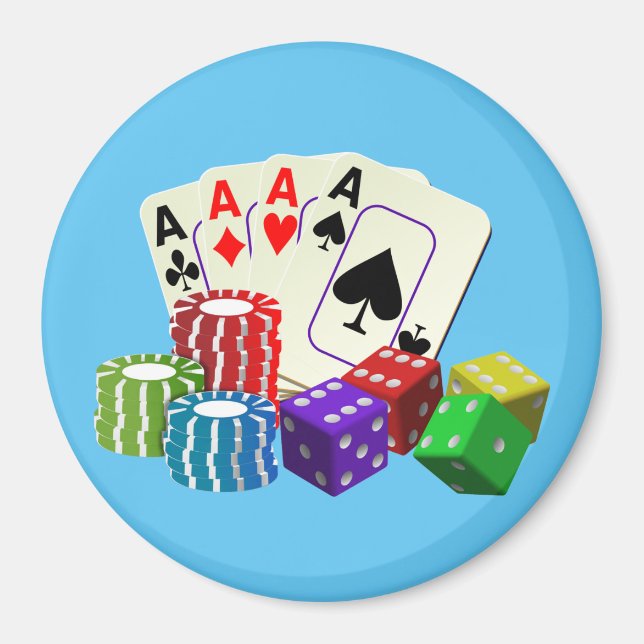 Gambling Casino Dice Poker chips Cards art  Magnet (Front)