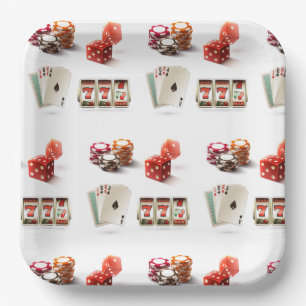 Gambling Dice Cards Poker Paper Plate