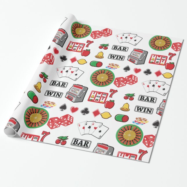 Gambling Elements Casino Games Wrapping Paper (Unrolled)