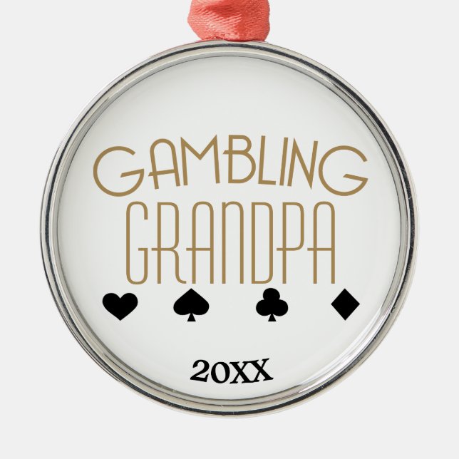 Gambling Grandpa Metal Ornament (Front)