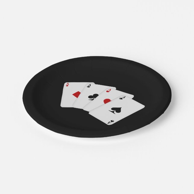 Gambling party paper plate playing cards (Angled)