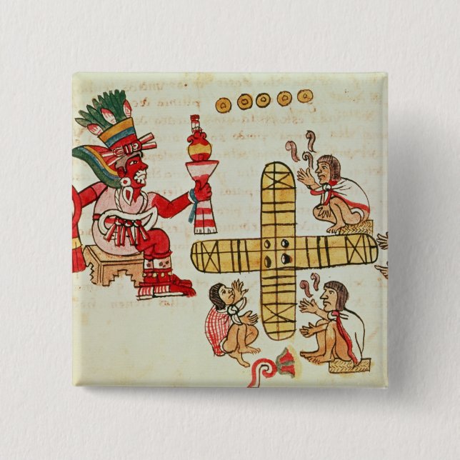 Gambling Patoli and the god 2 Inch Square Button (Front)