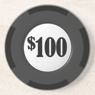 Gambling Poker Chip Sandstone Beverage Coaster
