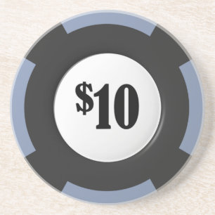 Gambling Poker Chip Sandstone Beverage Coaster