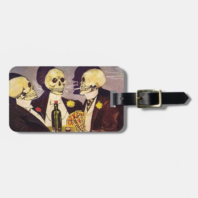Gambling Skeletons Luggage Tag (Front Horizontal)