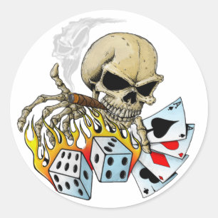 Gambling Skull Classic Round Sticker