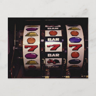 Gambling, slot machines postcard