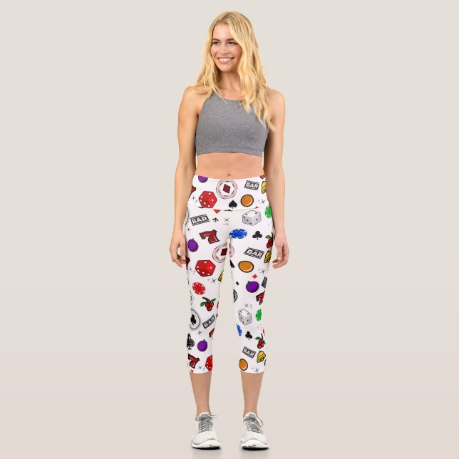 Gambling Slots Fruit Machine Bars Lucky Sevens Spi Capri Leggings (Front)