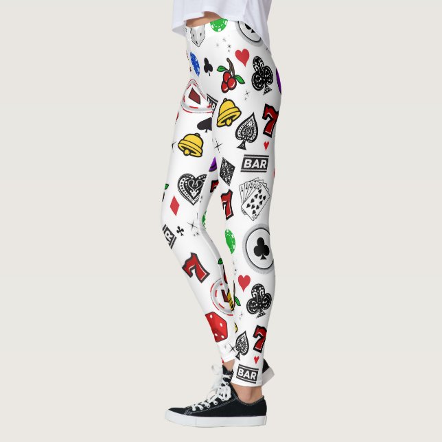 Gambling Slots Fruit Machine Bars Lucky Sevens Spi Leggings (Left)