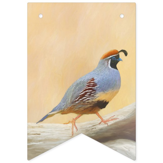 Gambrel's Quail Painting Original Bird Art Bunting Flags (Sixteenth Flag)