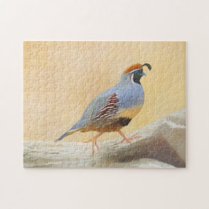 Gambrel's Quail Painting Original Bird Art Jigsaw Puzzle