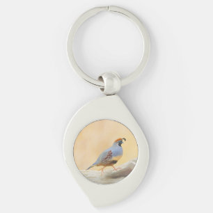 Gambrel's Quail Painting Original Bird Art Keychain