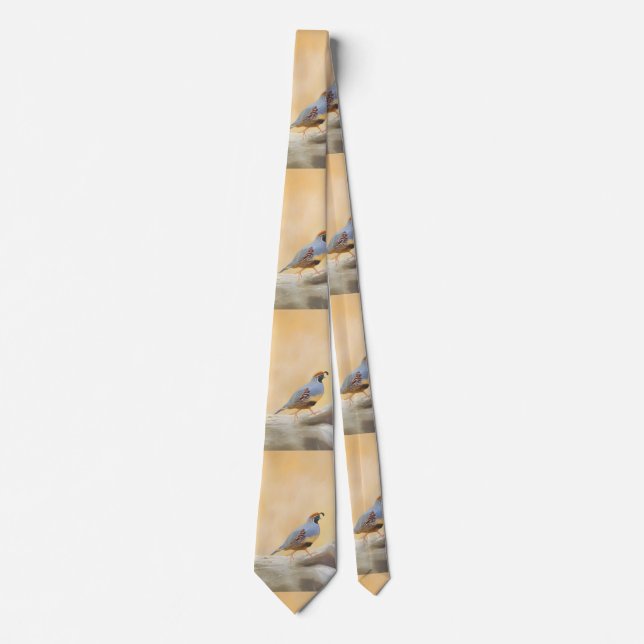 Gambrel's Quail Painting Original Bird Art Tie (Front)