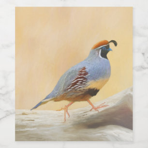 Gambrel's Quail Painting Original Bird Art Wine Label