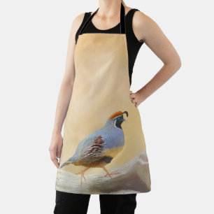 Gambrel's Quail Painting - Original Wild Bird Art Apron