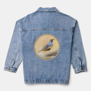 Gambrel's Quail Painting - Original Wild Bird Art Denim Jacket
