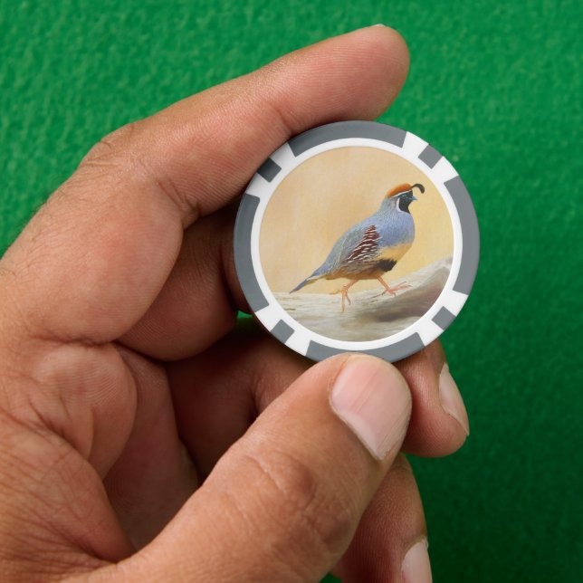 Gambrel's Quail Painting  - Original Wild Bird Art Poker Chips (Hand)