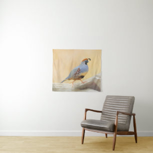 Gambrel's Quail Painting - Original Wild Bird Art Tapestry