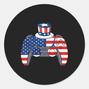 Game 4th Of July Gaming Funny Boys Kids Teens Game Classic Round Sticker