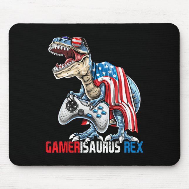 Game 4th Of July T Rex Dinosaur Amerisaurus Rex Bo Mouse Pad (Front)