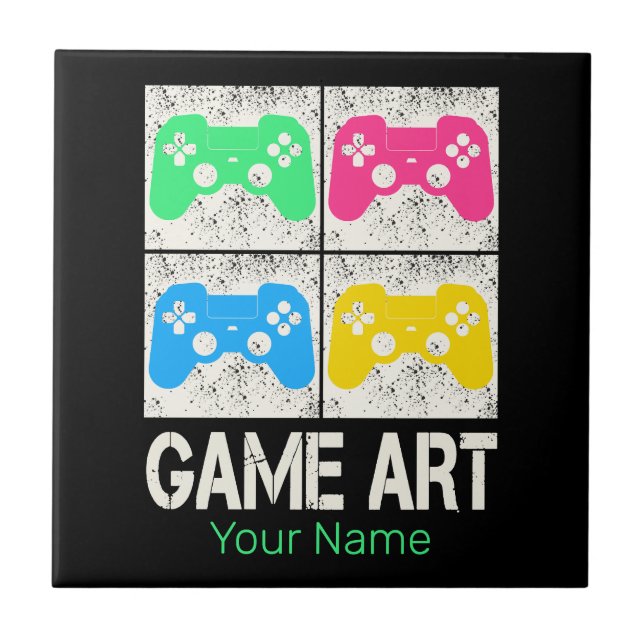 Game Art Vintage Gamepad Retro Controller Gamers Tile (Front)