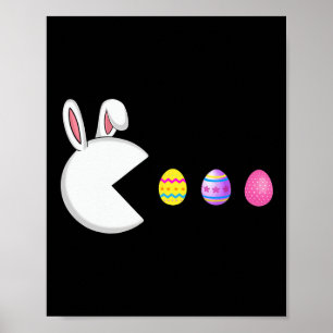 Game Bunny Eggs Easter Gamer Kids Boys Men Gaming Poster