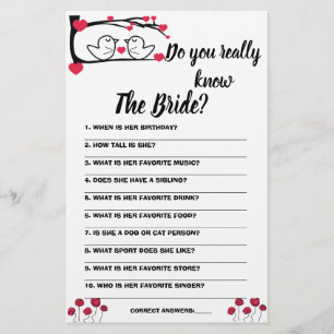 Game Card Do you really know The Bride
