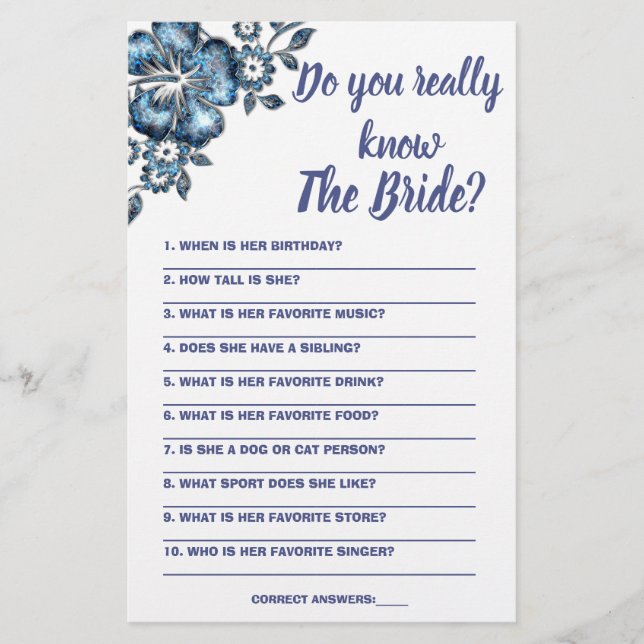 Game Card Do you really know The Bride  (Front)