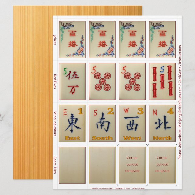 Game cards (10) – for Riichi Mahjong (Front/Back)