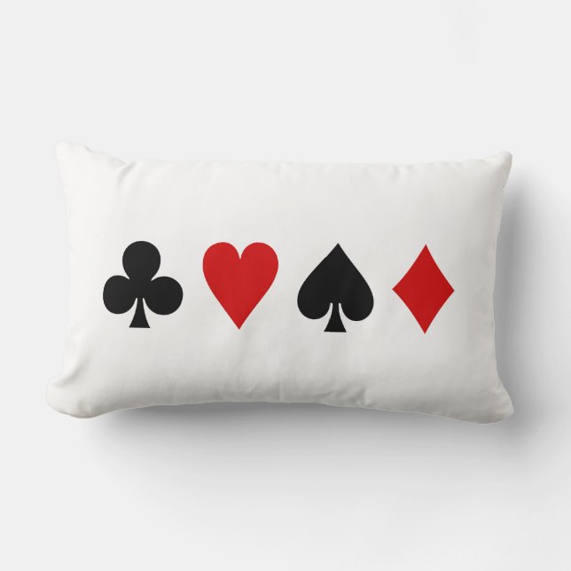 Game cards Playing cards Diamond Club Heart Spade Lumbar Pillow (Front)