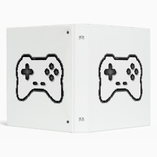 Game Controller Black White 8bit Video Game Style Binder