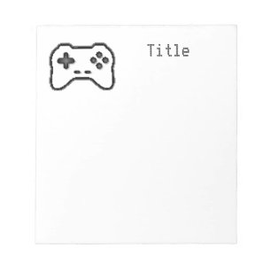 Game Controller Black White 8bit Video Game Style Notepad