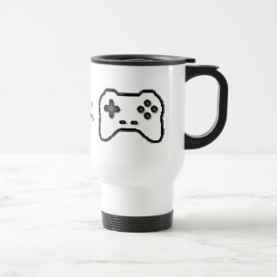 Game Controller Black White 8bit Video Game Style Travel Mug