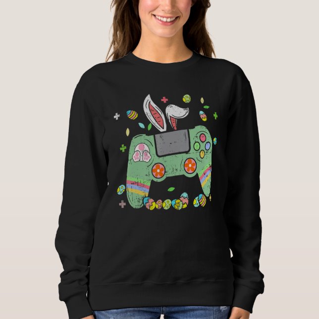 Game Controller Bunny Ears Gamer Video Games Easte Sweatshirt (Front)