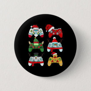Game Controller Christmas Santa Elf Gamer Boys Xma 2 Inch Round Button