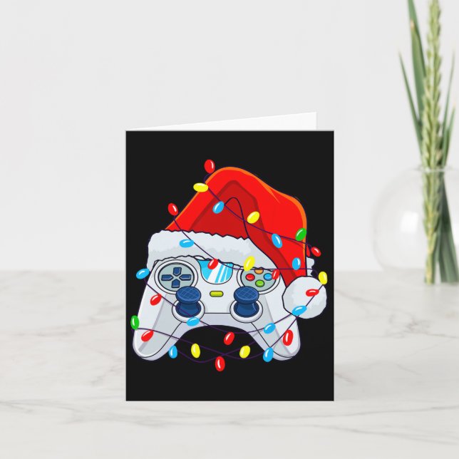 Game Controller Christmas Santa Hat Gamer Boys 1  Card (Front)