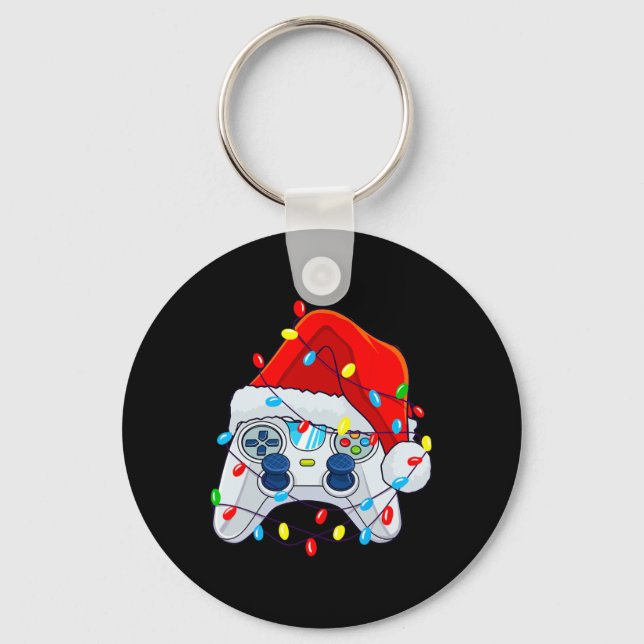 Game Controller Christmas Santa Hat Gamer Boys 1  Keychain (Front)