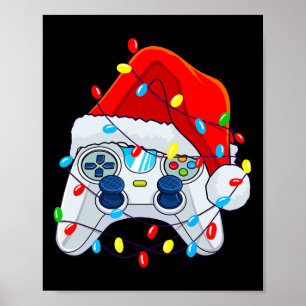 Game Controller Christmas Santa Hat Gamer Boys 1  Poster