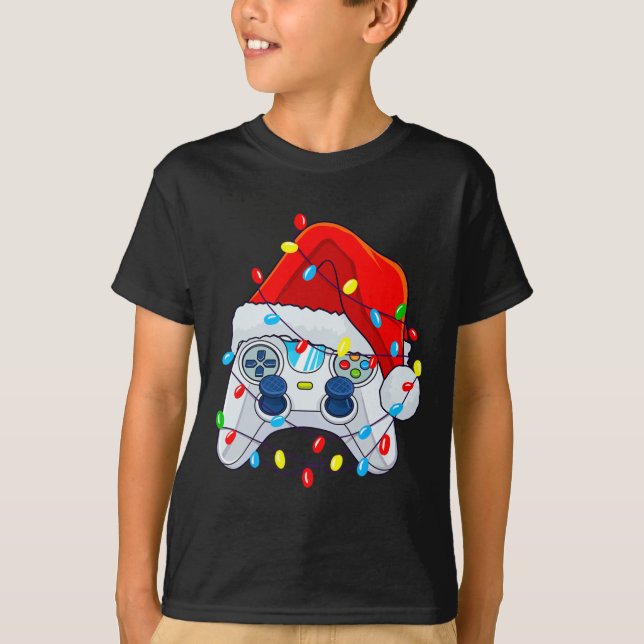 Game Controller Christmas Santa Hat Gamer Boys 1  T-Shirt (Front)