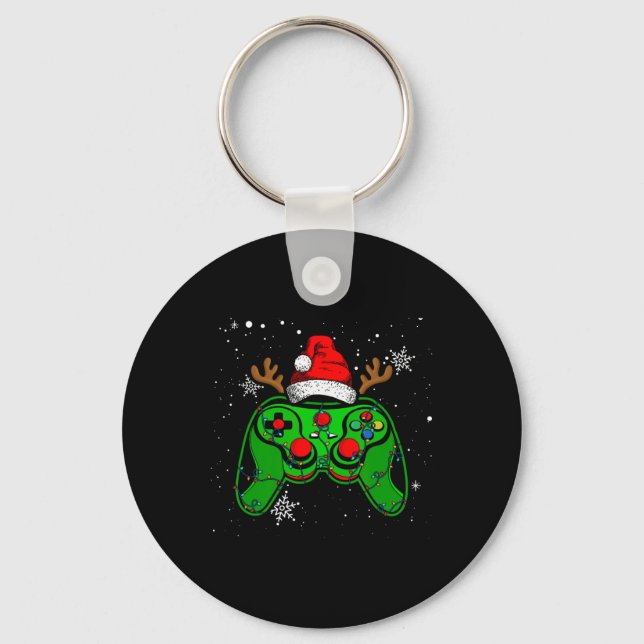 Game Controller Christmas Santa Hat Gamer Boys 2  Keychain (Front)
