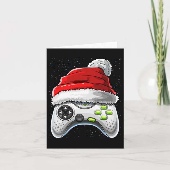 Game Controller Christmas Santa Hat Gamer Gift Boy Card (Front)