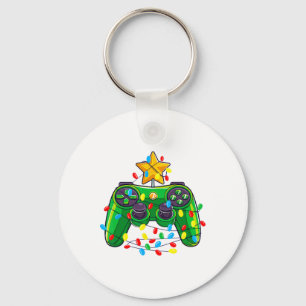 Game Controller Christmas Tree Lights Gamer Boys K Keychain