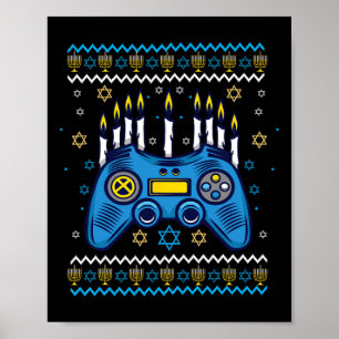 Game Controller Hanukkah Menorah Candles Jewish Ga Poster
