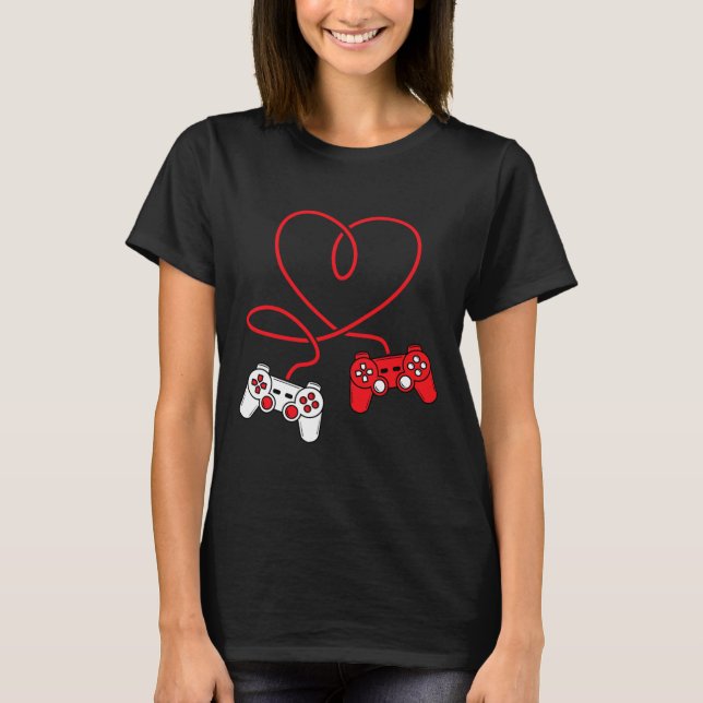 Game Controller Heart Funny Valentines Day Boy &am T-Shirt (Front)